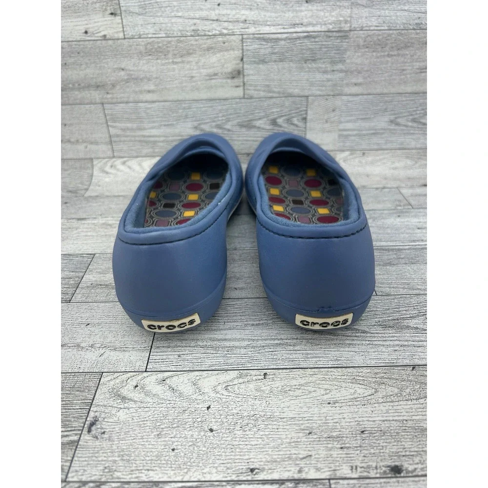 Crocs Shayna Mary Jane Flats Women  6 Navy Blue Geometric Footbed Slip On Shoes